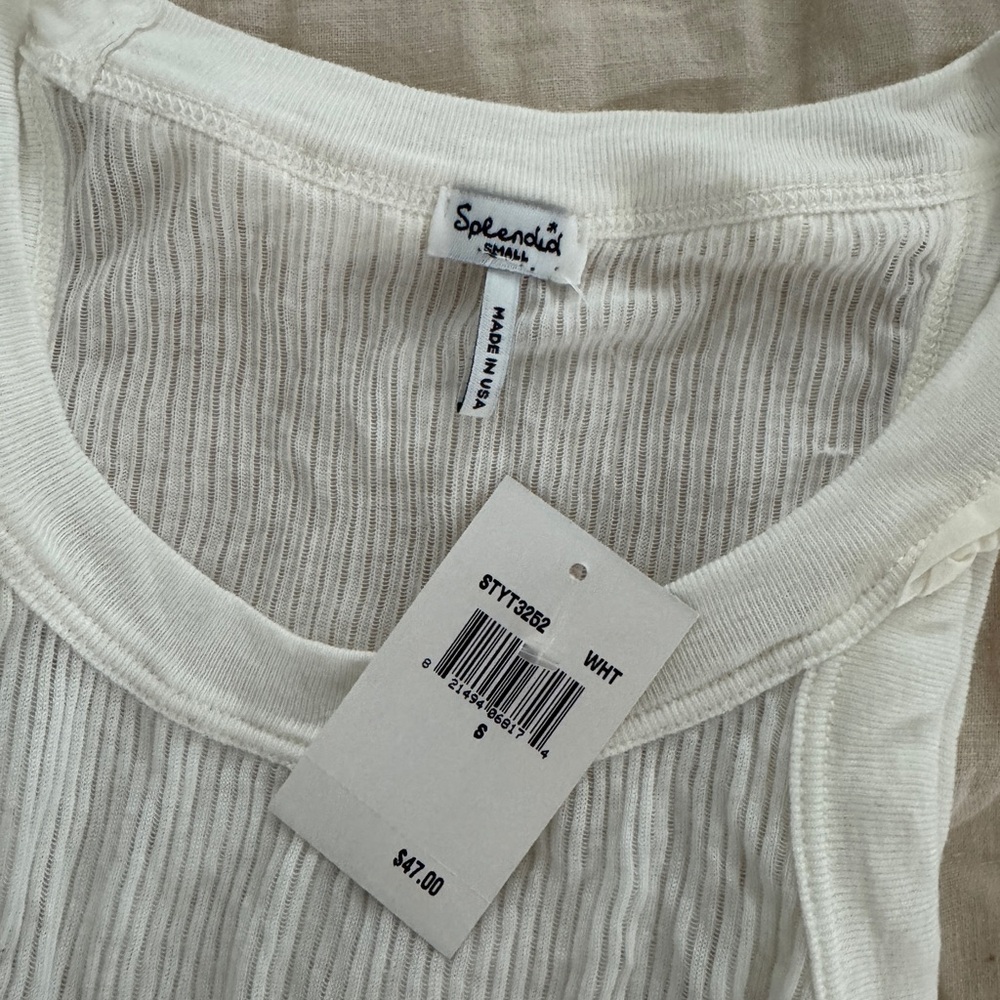 Splended Ribbed Tank with Ruffles NEW NWT - Picture 6 of 10